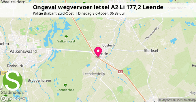 Ongeval wegvervoer letsel A2 Li 177,2 Leende