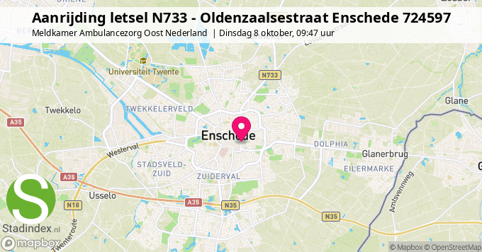 Aanrijding letsel N733 - Oldenzaalsestraat Enschede 724597