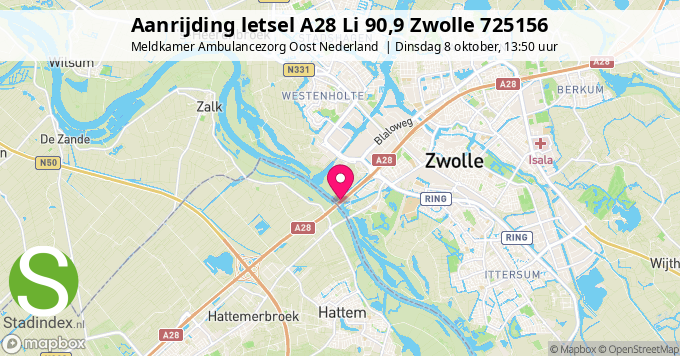 Aanrijding letsel A28 Li 90,9 Zwolle 725156