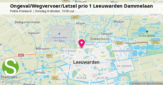 Ongeval/Wegvervoer/Letsel prio 1 Leeuwarden Dammelaan