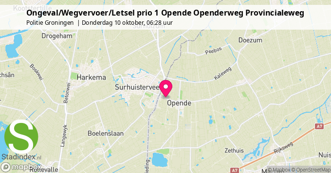 Ongeval/Wegvervoer/Letsel prio 1 Opende Openderweg Provincialeweg