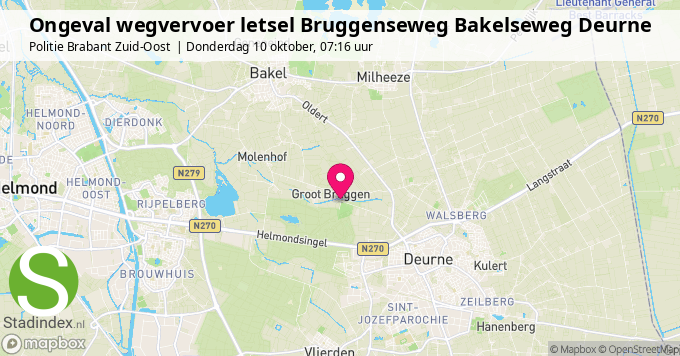 Ongeval wegvervoer letsel Bruggenseweg Bakelseweg Deurne