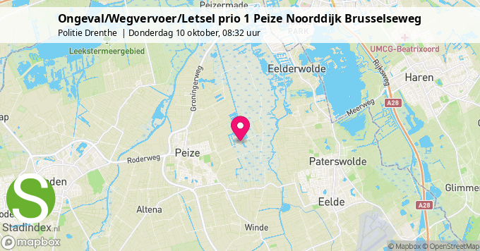 Ongeval/Wegvervoer/Letsel prio 1 Peize Noorddijk Brusselseweg