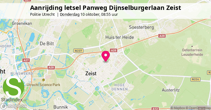 Aanrijding letsel Panweg Dijnselburgerlaan Zeist