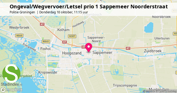 Ongeval/Wegvervoer/Letsel prio 1 Sappemeer Noorderstraat