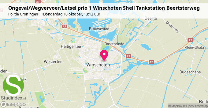 Ongeval/Wegvervoer/Letsel prio 1 Winschoten Shell Tankstation Beertsterweg