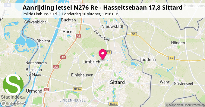 Aanrijding letsel N276 Re - Hasseltsebaan 17,8 Sittard