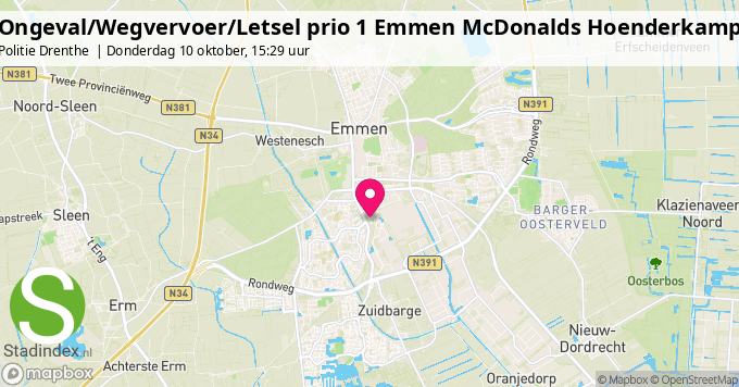 Ongeval/Wegvervoer/Letsel prio 1 Emmen McDonalds Hoenderkamp