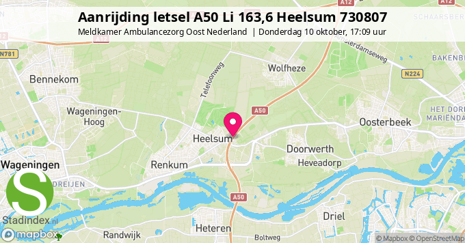 Aanrijding letsel A50 Li 163,6 Heelsum 730807