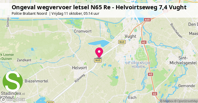 Ongeval wegvervoer letsel N65 Re - Helvoirtseweg 7,4 Vught