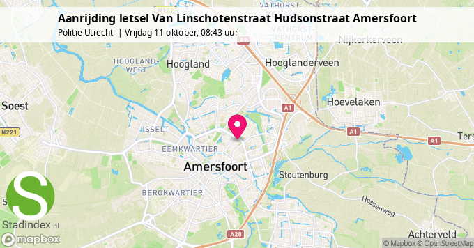 Aanrijding letsel Van Linschotenstraat Hudsonstraat Amersfoort