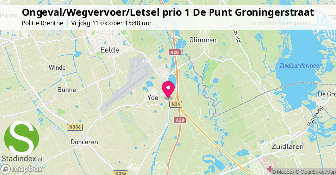 Ongeval/Wegvervoer/Letsel prio 1 De Punt Groningerstraat