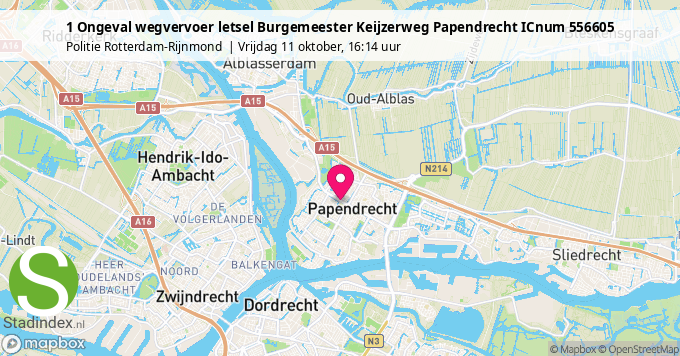 1 Ongeval wegvervoer letsel Burgemeester Keijzerweg Papendrecht ICnum 556605