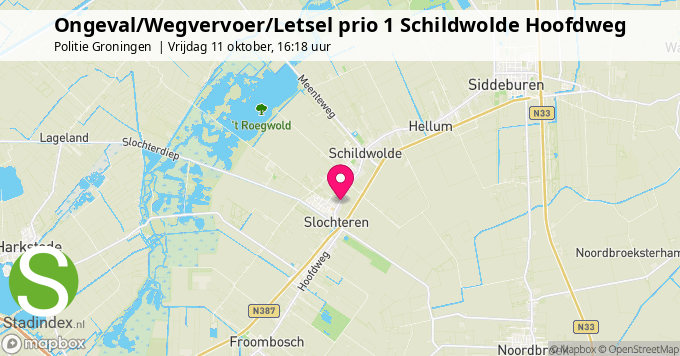 Ongeval/Wegvervoer/Letsel prio 1 Schildwolde Hoofdweg