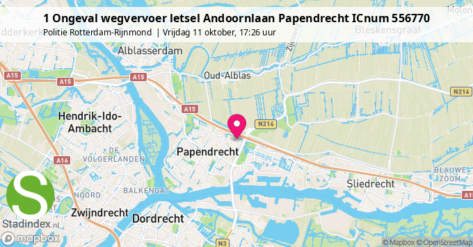 1 Ongeval wegvervoer letsel Andoornlaan Papendrecht ICnum 556770