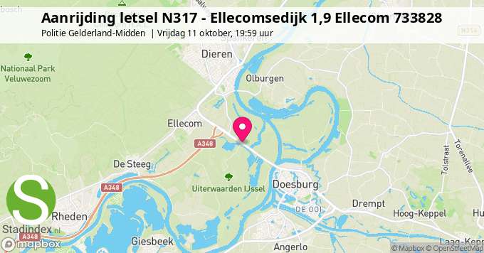 Aanrijding letsel N317 - Ellecomsedijk 1,9 Ellecom 733828