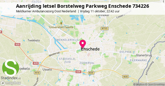 Aanrijding letsel Borstelweg Parkweg Enschede 734226