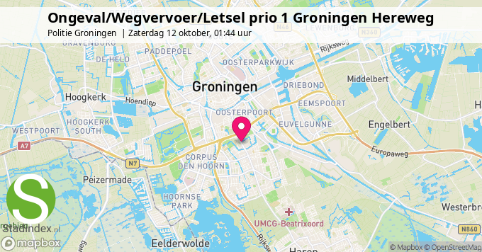 Ongeval/Wegvervoer/Letsel prio 1 Groningen Hereweg