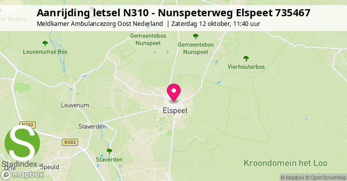 Aanrijding letsel N310 - Nunspeterweg Elspeet 735467