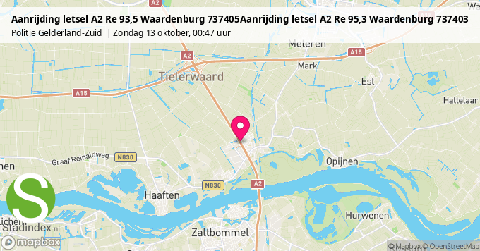 Aanrijding letsel A2 Re 93,5 Waardenburg 737405Aanrijding letsel A2 Re 95,3 Waardenburg 737403