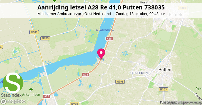 Aanrijding letsel A28 Re 41,0 Putten 738035