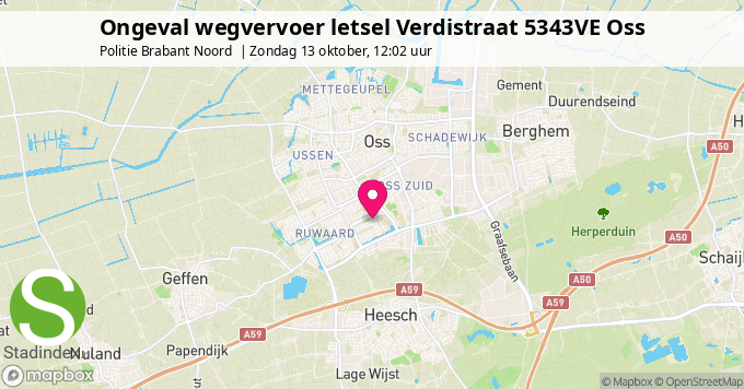 Ongeval wegvervoer letsel Verdistraat 5343VE Oss