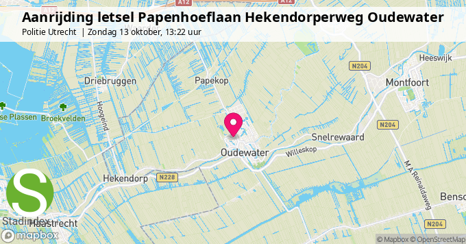 Aanrijding letsel Papenhoeflaan Hekendorperweg Oudewater