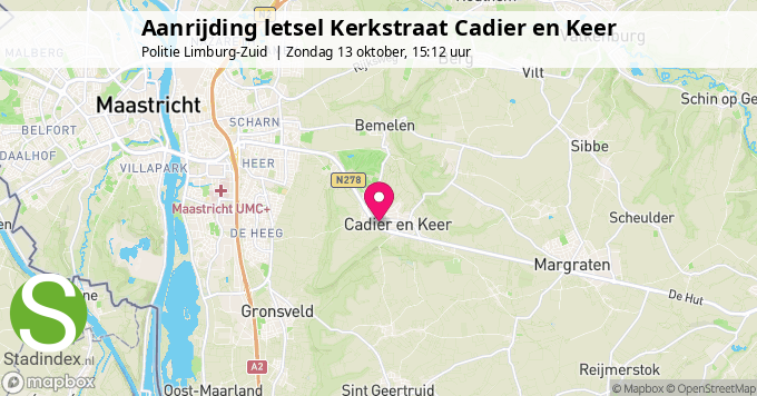 Aanrijding letsel Kerkstraat Cadier en Keer