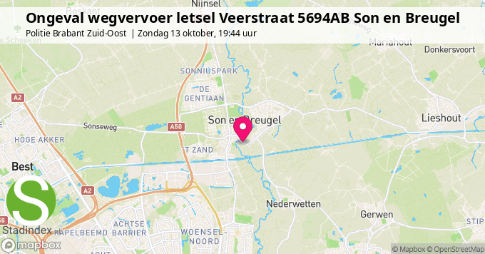 Ongeval wegvervoer letsel Veerstraat 5694AB Son en Breugel