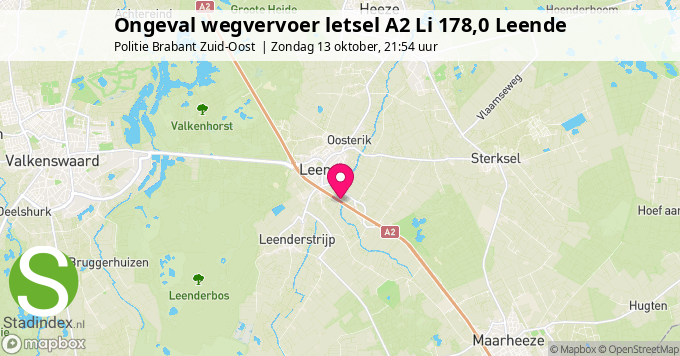 Ongeval wegvervoer letsel A2 Li 178,0 Leende