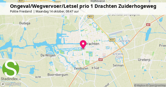 Ongeval/Wegvervoer/Letsel prio 1 Drachten Zuiderhogeweg