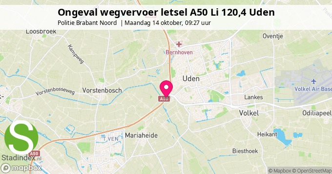 Ongeval wegvervoer letsel A50 Li 120,4 Uden