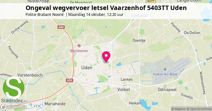 Ongeval wegvervoer letsel Vaarzenhof 5403TT Uden