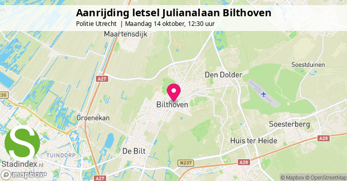 Aanrijding letsel Julianalaan Bilthoven