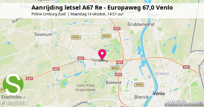 Aanrijding letsel A67 Re - Europaweg 67,0 Venlo