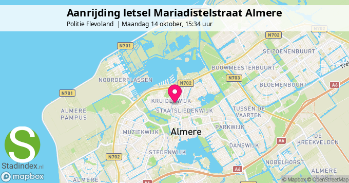 Aanrijding letsel Mariadistelstraat Almere