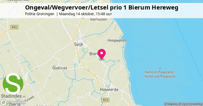 Ongeval/Wegvervoer/Letsel prio 1 Bierum Hereweg