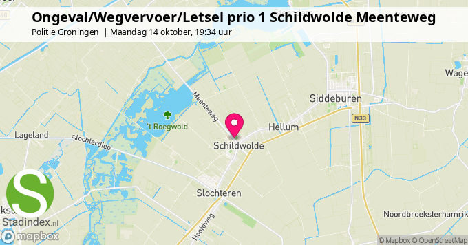 Ongeval/Wegvervoer/Letsel prio 1 Schildwolde Meenteweg