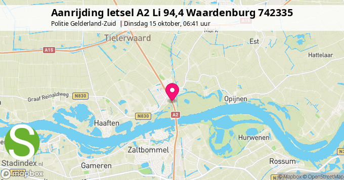 Aanrijding letsel A2 Li 94,4 Waardenburg 742335