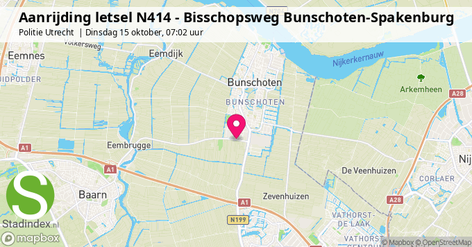 Aanrijding letsel N414 - Bisschopsweg Bunschoten-Spakenburg