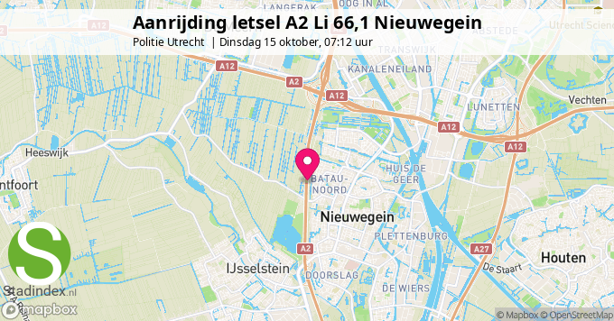 Aanrijding letsel A2 Li 66,1 Nieuwegein