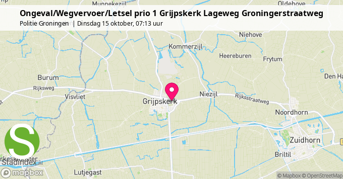 Ongeval/Wegvervoer/Letsel prio 1 Grijpskerk Lageweg Groningerstraatweg