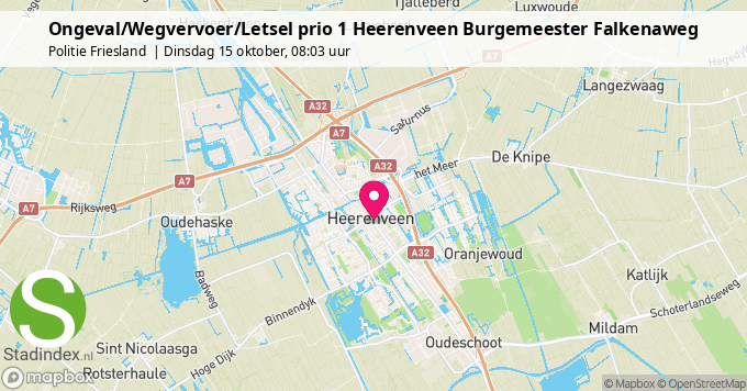 Ongeval/Wegvervoer/Letsel prio 1 Heerenveen Burgemeester Falkenaweg