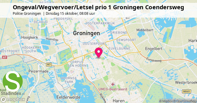 Ongeval/Wegvervoer/Letsel prio 1 Groningen Coendersweg