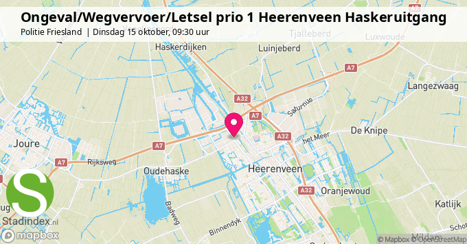 Ongeval/Wegvervoer/Letsel prio 1 Heerenveen Haskeruitgang