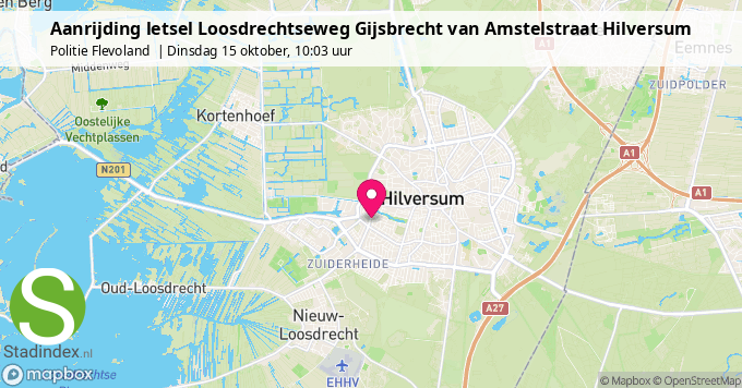 Aanrijding letsel Loosdrechtseweg Gijsbrecht van Amstelstraat Hilversum