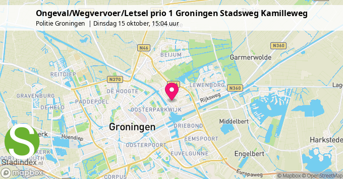 Ongeval/Wegvervoer/Letsel prio 1 Groningen Stadsweg Kamilleweg