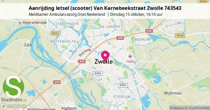 Aanrijding letsel (scooter) Van Karnebeekstraat Zwolle 743543