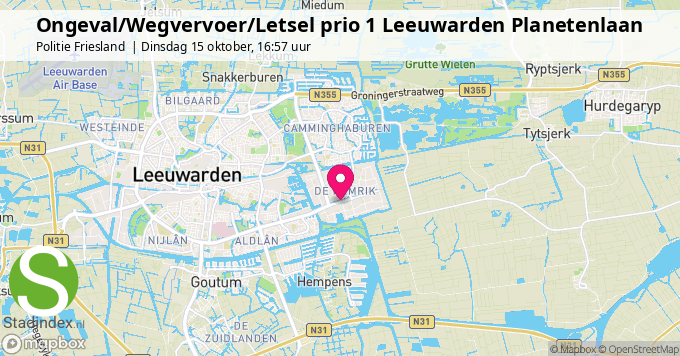 Ongeval/Wegvervoer/Letsel prio 1 Leeuwarden Planetenlaan