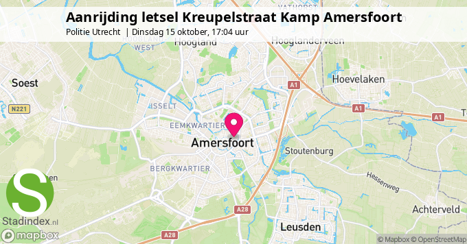 Aanrijding letsel Kreupelstraat Kamp Amersfoort